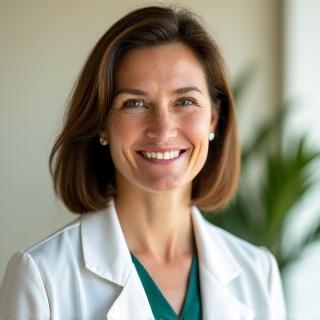 Dr. Elara Vance smiling confidently in a professional setting.