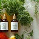 Various natural product ingredients like herbs, essential oils, and fresh produce artistically arranged, symbolizing personalized product recommendations.